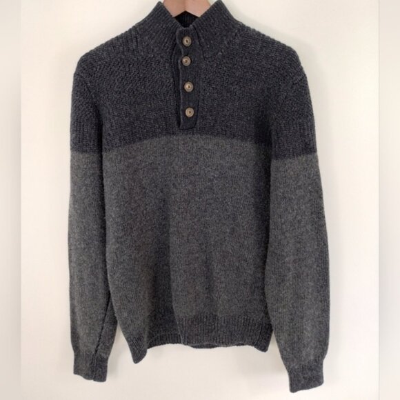 Massimo Dutti Men's Sweater Large Two Tone Gray Wool Silk Cashmere Cardigan - Picture 1 of 8